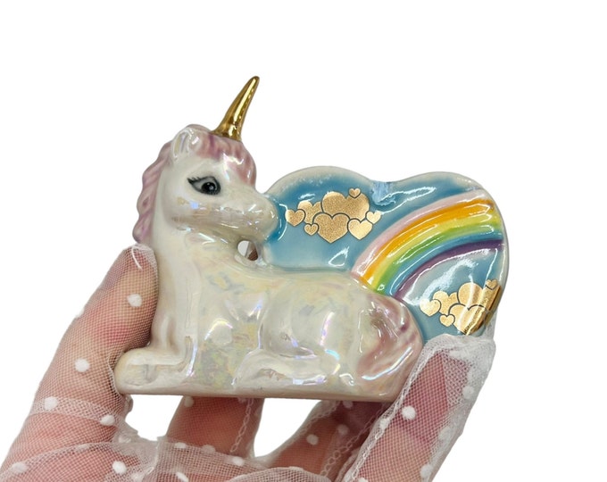 Unicorn With Heart and Rainbow Bud Vase