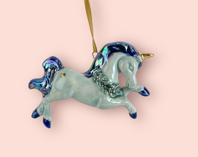 Pearly Dark Blue and Sky Blue Unicornament