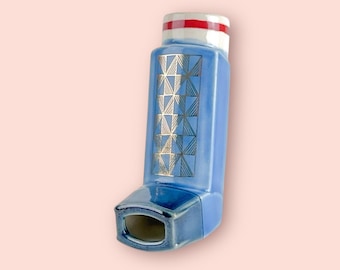 Gold Grid Doodles on Realistic Blue Inhaler