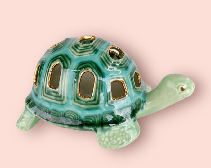 Turtle Bud Vase with 22K Gold