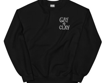 Gay 4 Clay wit op zwart unisex sweatshirt