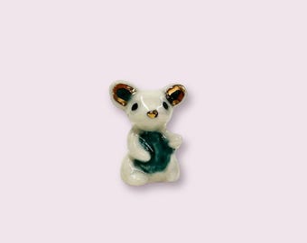 SALE! Little Green Mouse with Gold Accents