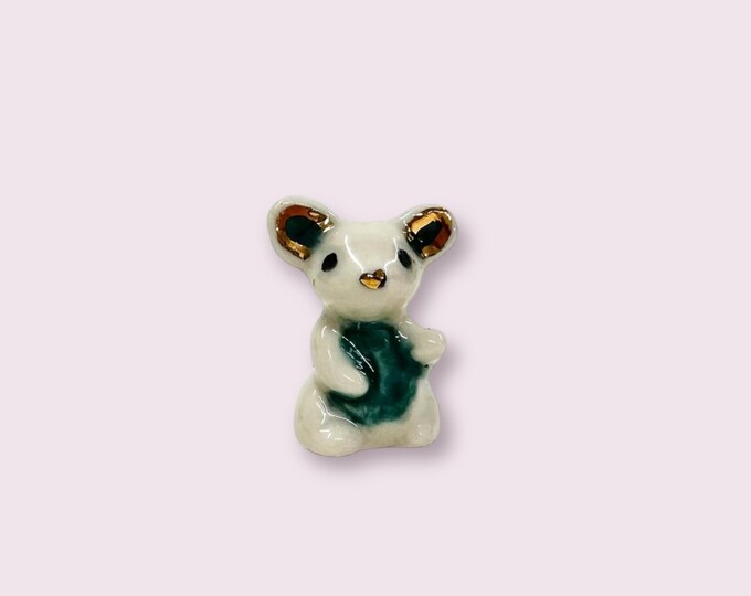 SALE! Little Green Mouse with Gold Accents