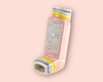 Bedazzled Pink Inhaler with Rainbows