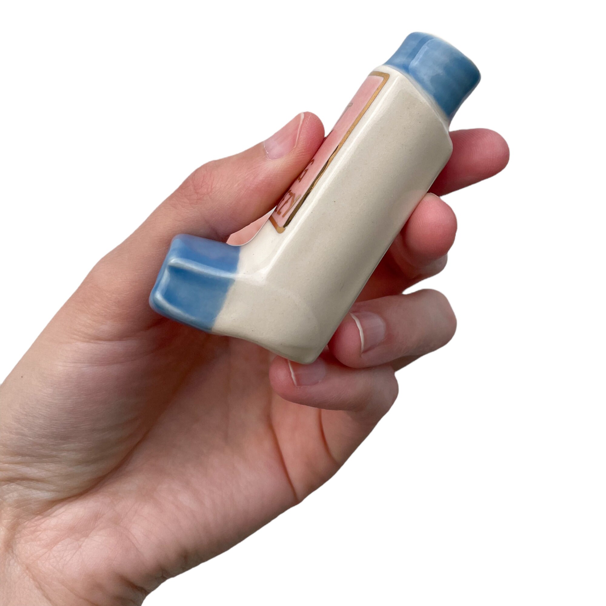 Wheezy Pink & Blue Inhaler Pipe