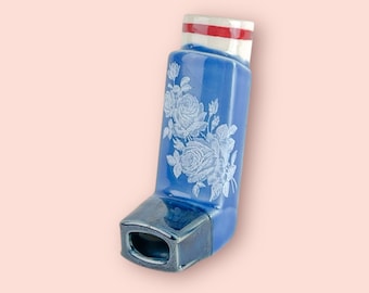 Vintage White Florals on Blue Realistic Inhaler