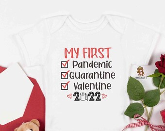 Baby's First Valentine's Day Onesie® - Baby Girl / Boy's First Valentine's Day - Pandemic Valentine Shirt - Baby's First Pandemic Onesie®