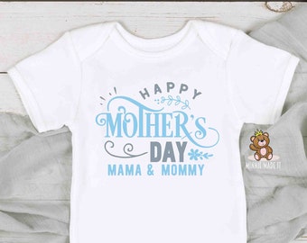 Two Moms Mother's Day Onesie® - Happy Mother's Day Mama & Mommy - Lesbian Moms / Two Moms Baby Clothes - 1st Mother's Day To My Two Moms