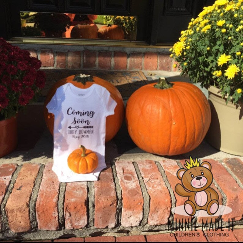 Pregnancy Announcement Onesie® Coming Soon Personalized With Name and Due Date Perfect Gender Neutral Pregnant Baby Announcement Romper image 8