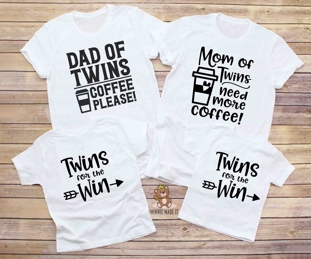 Twin Parents Matching Family Shirts Mom/dad of Twins More Coffee Please  Twins for the Win Toddler Tee Baby Onesies® Funny Twin Tee 