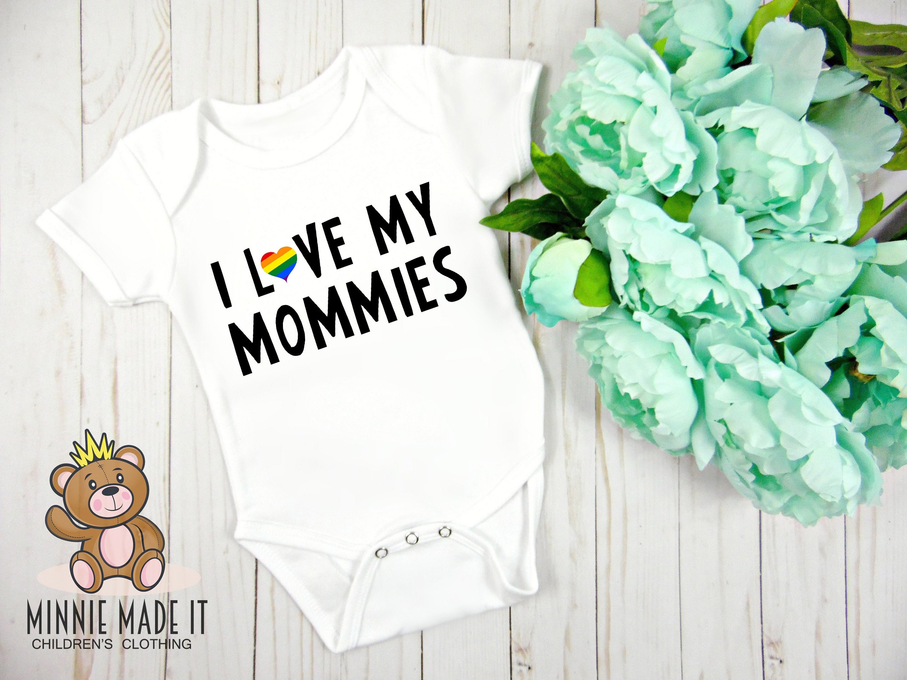 Tstars I Love My Moms Gay Pride Infant Valentines Baby Bodysuit