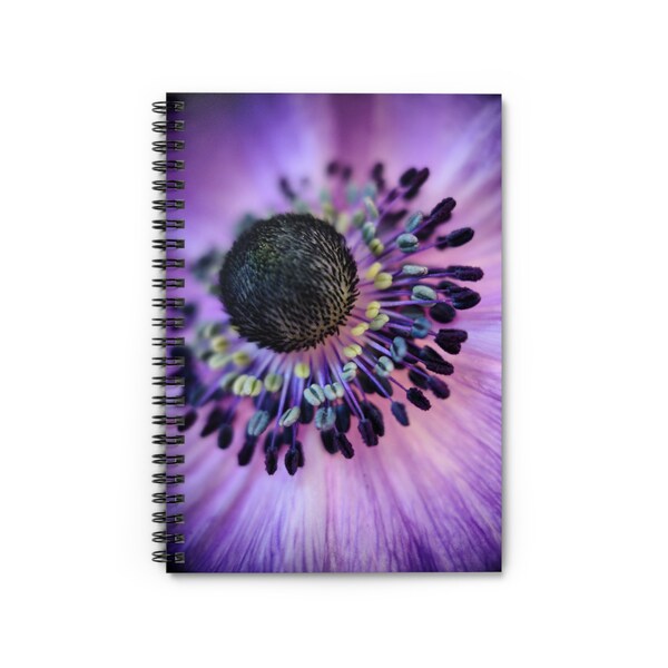 Anemone Flower Spiral Notebook Gift for Her Birthday Gift Purple Flower Gardner Flower Lover