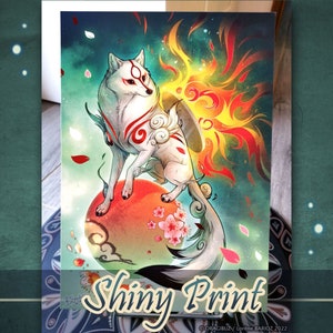 Okami Amaterasu Flower Trail Solar Flare Matte Art Print 