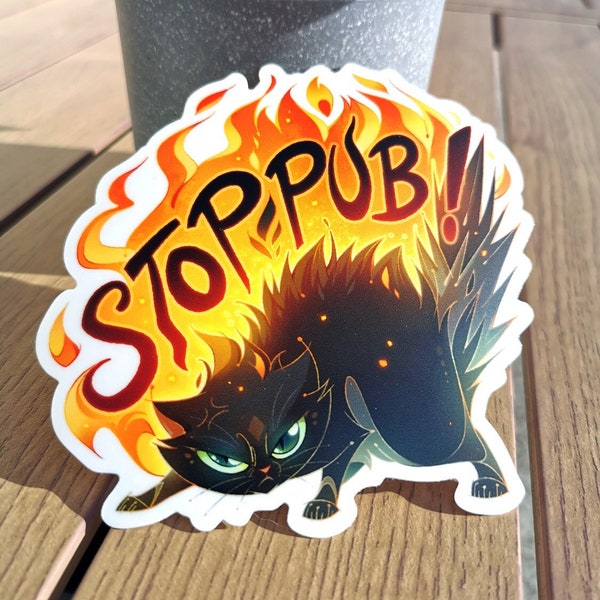 Sticker "Stop Pub" Grumpy Cat - vinyle waterproof