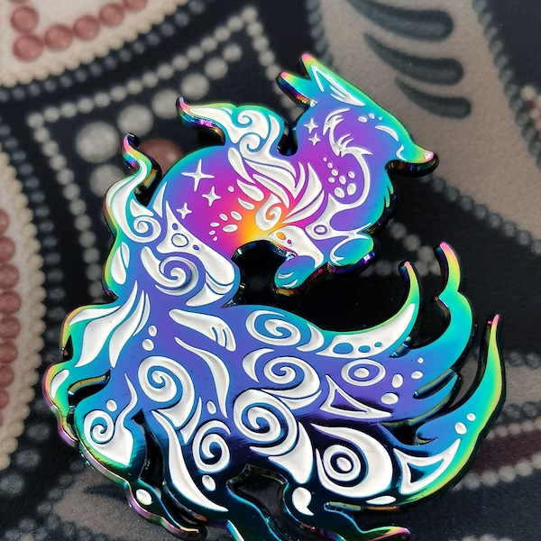 Galaxy Fox Regenbogen Emaille Pin