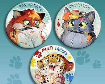 Renartiste, Chartiste, Multitaches Buttons & magnets