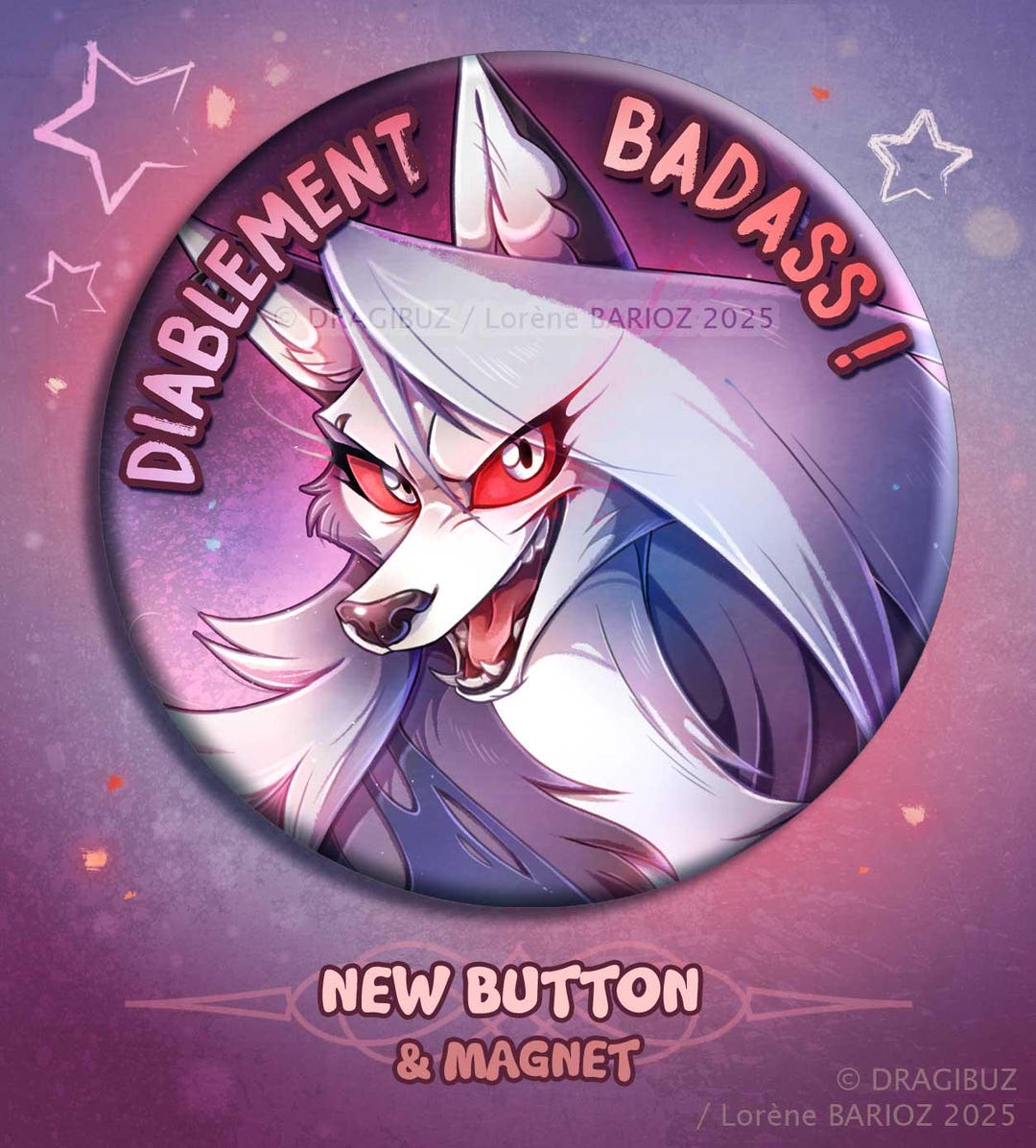 Demon Wolf Buttons & Magnets - Etsy