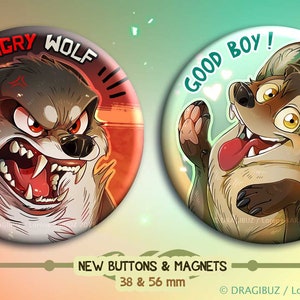 Angry Wolf - Good boy ! Buttons & Magnets