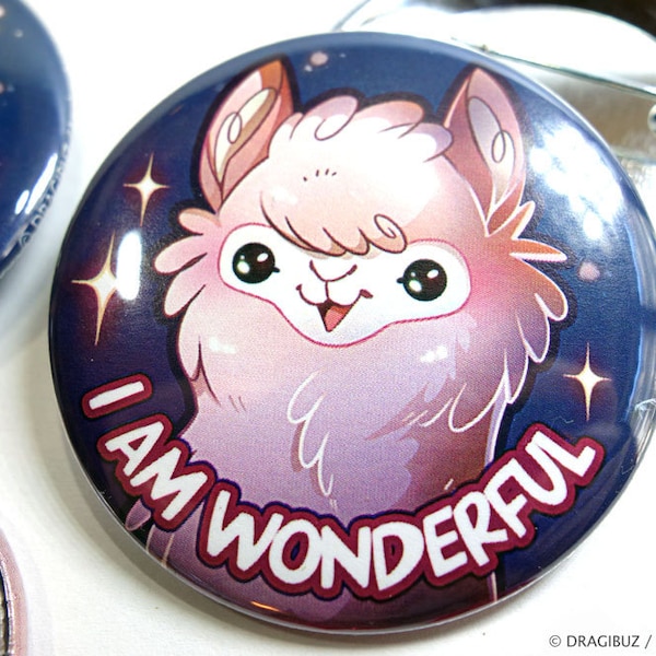 Badges & Magnets Alpaga "I am wonderful"