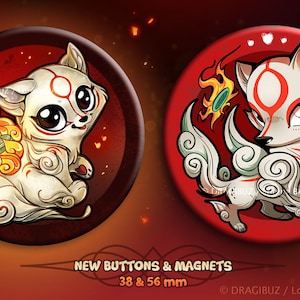 Okami Amaterasu - Buttons & Magnets