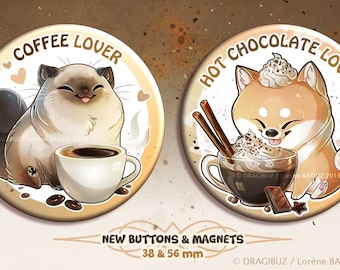 Coffee lover - Hot chocolate lover - Buttons & Magnets