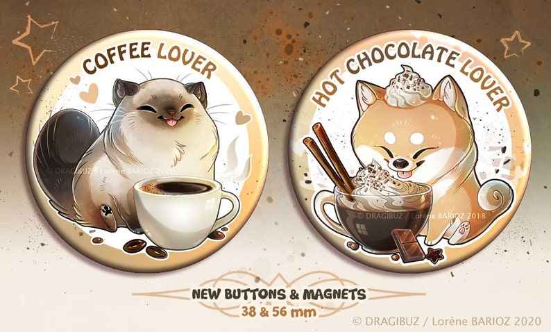 Coffee lover Hot chocolate lover Buttons & Magnets image 1