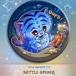 Derpy Tiger - Buttons, magnets and Bottle Opener