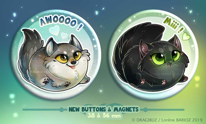 Potatowolf / Potatocat - Buttons & Magnets - Etsy