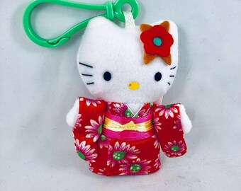 Sanrio Hello Kitty in Kimono plush clip.  Dated 2000
