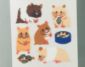 Hamster fuzzy / flocked style sticker strips Sandylion Free Shipping