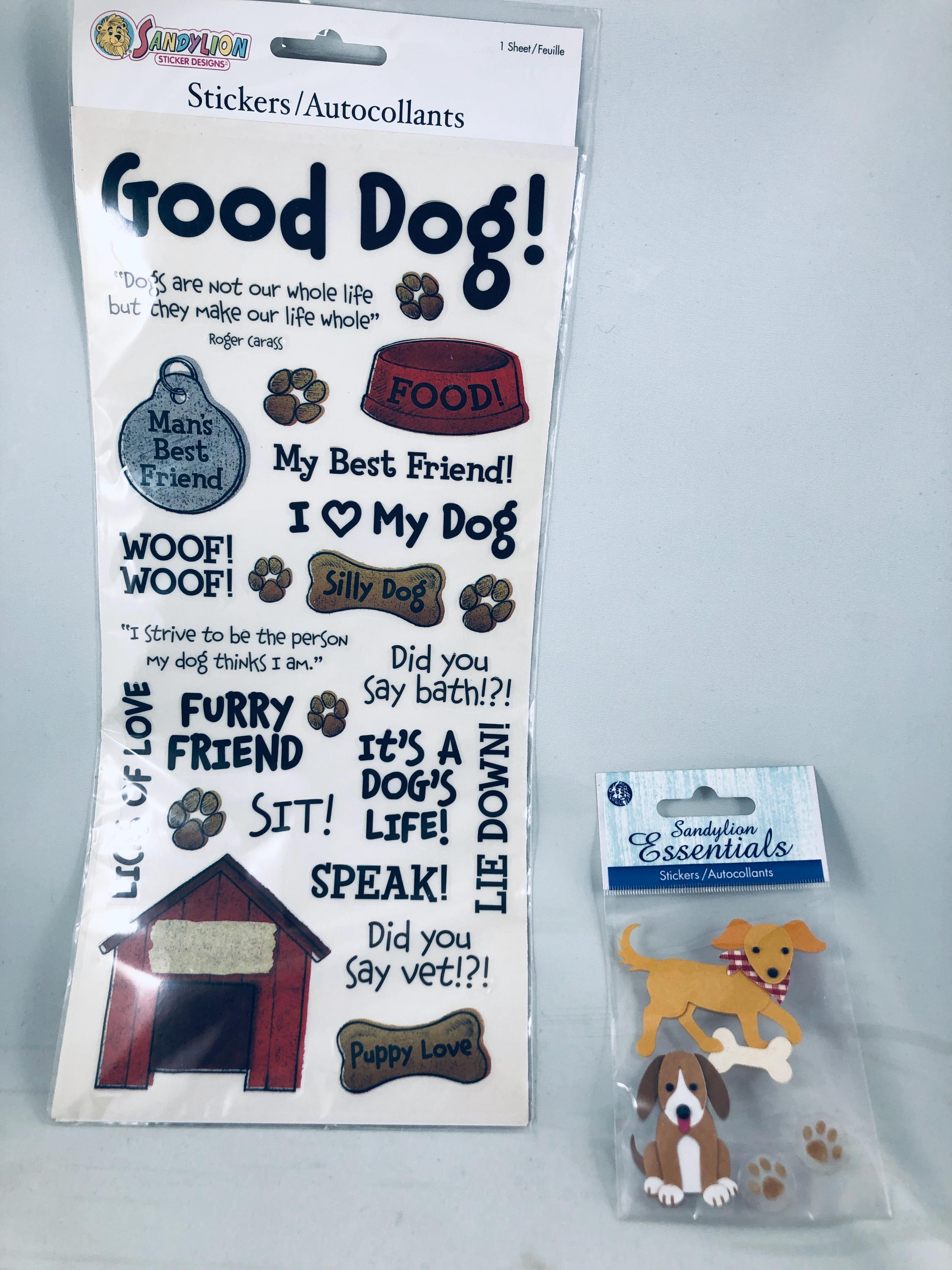 2 Dog theme sticker sheets.  Sandylion essentials.  NEW. 2004  Arts & Craft.  Free shipping