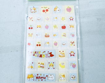 Hamu hamster plastic block style sticker sheet.   Made in Japan by CSI
