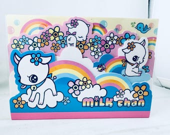 Milk Chan cow diecut notepad.  Made in Japan by Kamio