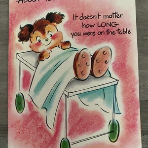 UNUSED Vintage Get Well Card Puppy Operation