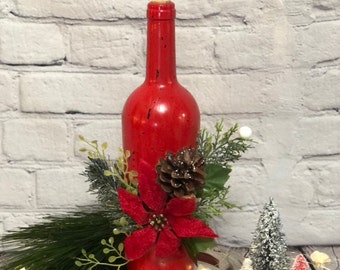 Rustic Holiday Wine Bottle Decor