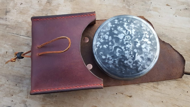 Bushcraft Large Leather fire kit pouch with huge tin possibles pouch Altoids tin belt pouch camping hiking EDC survival item.