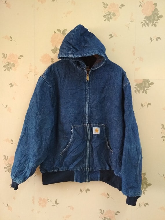 Vintage Carhartt Denim Jacket Hoodie 