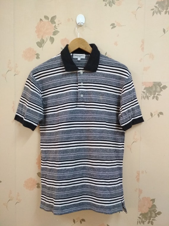 Vintage YSL Striped Polo Tshirt M Size