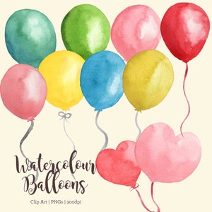 Watercolour balloons clipart, watercolour balloon party invite, hand painted watercolor balloon, balloons clipart, watercolor balloons png