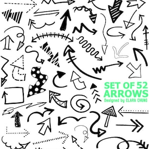 Digitale handgezeichnete Pfeile Clip Art Set, sofortiger Download png eps