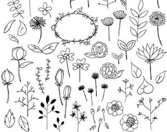 Hand-Drawn Floral Vector Clipart Bundle (Digital Download)