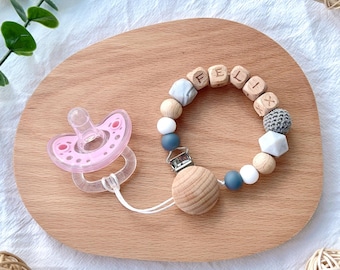Custom Baby Name Binky Clip Chain, Handmade Pacifier Clip, Baby Letter Dummy Clip, Silicone Beads Soother Clip, New Mom Gift, New Baby Gift