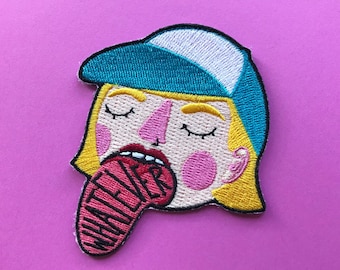 Whatever Embroidered Patch, Sarcastic Tongue Die Cut