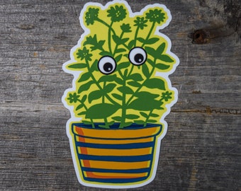 Plant with Googly Eyes Vinyl Sticker