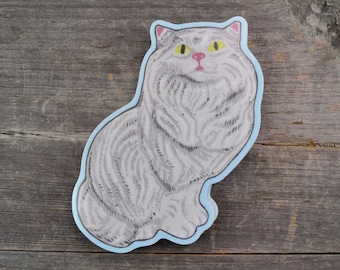 White Ceramic Cat Vinyl Sticker