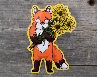 Fox & Flowers Vinyl Sticker
