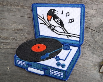 Songbird Record Player Embroidered Patch