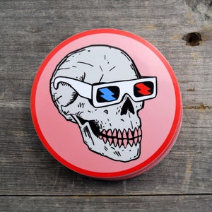 Skull in 3D Glasses Vinyl Sticker