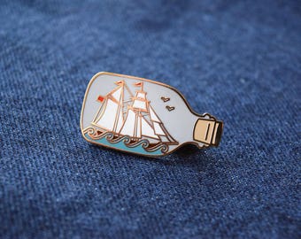 Ship in a Bottle Enamel Pin