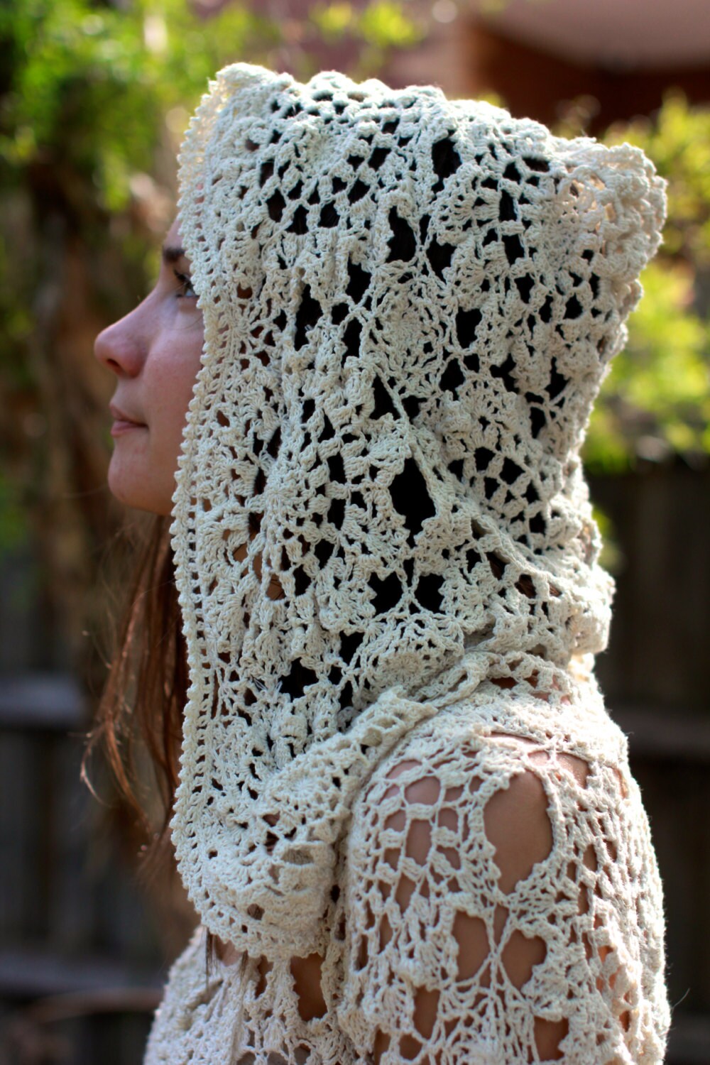 Crochet Lace Hooded Jumper, Crochet Hoodie, Lace Hood, Crochet Sweater